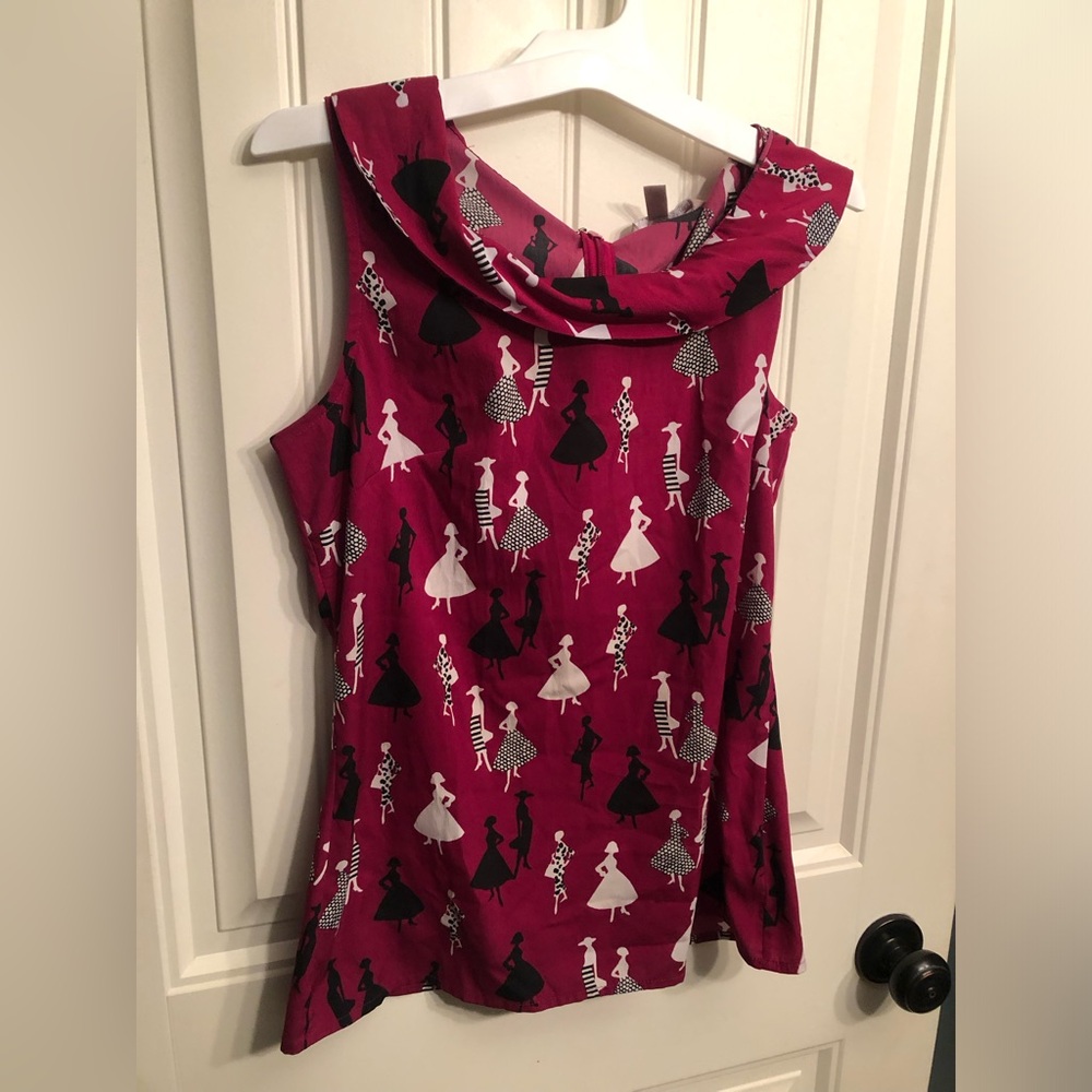 Banana Republic Fuchsia Sleeveless Dress-Print Top